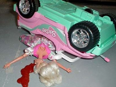 Road Kill Barbie
Extra blood sold separately 
